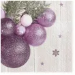serwetki fioletowe bombki choinkowe z kokarda maki 33 cm 20 szt