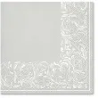 serwetki gladkie z ozdobna ramka srebrne paw 33 cm 20 szt