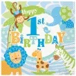 serwetki happy 1st birthday jungle animals boy 33 cm unique 16 szt