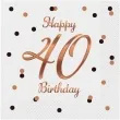 serwetki happy birthday 40 beauty and charm rozowo zloty godan 33 cm 20 szt
