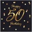 serwetki happy birthday 50 beauty and charm czarno zloty godan 33 cm 20 szt