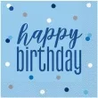 serwetki happy birthday glitz grochy niebieskie unique 33 cm 16 szt