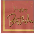 serwetki happy birthday zlota rama rozowe folat 33 cm 20 szt