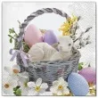 serwetki wielkanoc baranek w koszyku maki 33 cm 20 szt