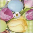 serwetki wielkanoc jajka i tulipany na zielonej kratce maki 33 cm 20 szt
