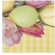 serwetki wielkanoc jajka i tulipany na zoltej kratce maki 33 cm 20 szt