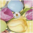 serwetki wielkanoc jajka i tulipany na zoltej kratce maki 33 cm 20 szt