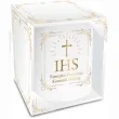skarbonka pamiatka komunii swietej ihs w ramce walec biala bgtech