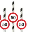slomki 50 traffic birthday w paski 19 5 cm 6 szt