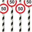 slomki 50 traffic birthday w paski 19 5 cm 6 szt