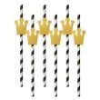 slomki papierowe korony zlote w paski 19 5 cm 6 szt