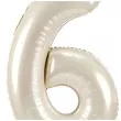 stojacy balon foliowy cyfra 6 z korona dekoracja na urodziny kremowy 33 dgt