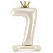 stojacy balon foliowy cyfra 7 z korona dekoracja na urodziny kremowy 33 dgt