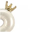 stojacy balon foliowy cyfra 8 z korona dekoracja na urodziny kremowy 33 dgt