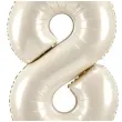 stojacy balon foliowy cyfra 8 z korona dekoracja na urodziny kremowy 33 dgt