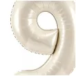 stojacy balon foliowy cyfra 9 z korona dekoracja na urodziny kremowy 33 dgt
