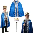 stroj dla dzieci na jaselka zestaw krola peleryna korona i berlo niebieski rozm uniw