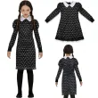 stroj dla dzieci wednesday addams sukienka czaszki czarny guirca 110 116 cm