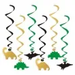 swiderki wiszace dino party zielone czarne zlote 6 szt