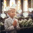 swiderki wiszace eukaliptusowe serce dekoracja na komunie swieta bialo zlote 6 szt