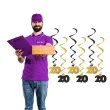 swiderki wiszace urodziny 20 czarno zlote 6 szt