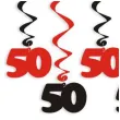 swiderki wiszace urodziny 50 czarno czerwone 6 szt