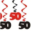 swiderki wiszace urodziny 50 czarno czerwone 6 szt