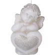 swieca aniolek z serduszkiem srebrny bialy bartek candles 130 mm