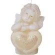 swieca aniolek z serduszkiem zloty ecru bartek candles 130 mm