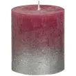 swieca pienkowa rustic ombre srebrno bordowa bolsius 80 68 mm