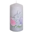 swieca pienkowa wielkanoc z zajaczkiem szaro rozowa bartek candles 100 mm