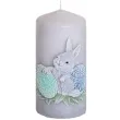 swieca pienkowa wielkanoc z zajaczkiem szaro zielona bartek candles 100 mm