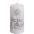 swieca pienkowa zimowe sowy biala bartek candles 50 100 mm