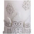 swieca pienkowa zimowe sowy biala bartek candles 60 130 mm