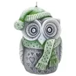 swieca sowa winter owl szaro zielona bartek candles 100 mm