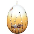 swieca wielkanocne jajko z baziami bialo brazowa 14cm