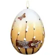 swieca wielkanocne jajko z baziami bialo brazowa 9cm