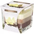 swieca zapachowa w szkle trojbarwna wanilia bispol 8x8 cm