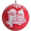 swieca zimowe sowy kula czerwona bartek candles 80 mm