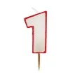 swieczka cyferka z brokatem czerwony kontur 1