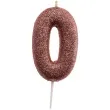 swieczka cyfra 0 glitter dekora rozowe zloto 15 cm