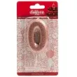 swieczka cyfra 0 glitter dekora rozowe zloto 15 cm