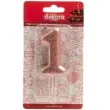 swieczka cyfra 1 glitter dekora rozowe zloto 15 cm
