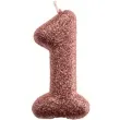 swieczka cyfra 1 glitter dekora rozowe zloto 15 cm