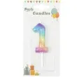 swieczka cyfra 1 z brokatem teczowa partypal 6 cm