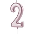 swieczka cyfra 2 partypal rozowe zloto 10 cm