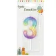 swieczka cyfra 3 brokatowa teczowa partypal 6 cm