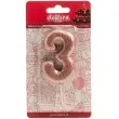 swieczka cyfra 3 glitter dekora rozowe zloto 15 cm