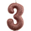 swieczka cyfra 3 glitter dekora rozowe zloto 15 cm