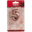 swieczka cyfra 5 glitter dekora rozowe zloto 15 cm